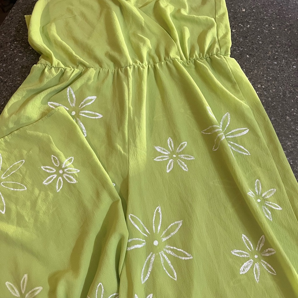 Tacera Bright Green Wide Leg Jumpsuit Plus Size 1X Sleeveless Summer Casual